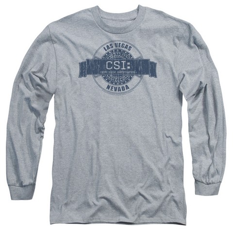 Csi-Vegas Badge - Long Sleeve Adult 18-1 Tee - Heather- Medium