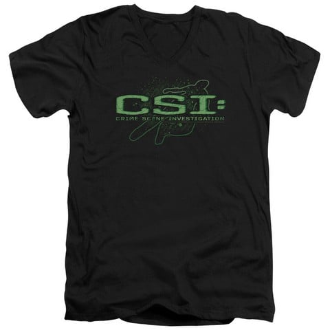Csi-Sketchy Shadow - Short Sleeve Adult 30-1 V-Neck Tee - Black- Extra Large