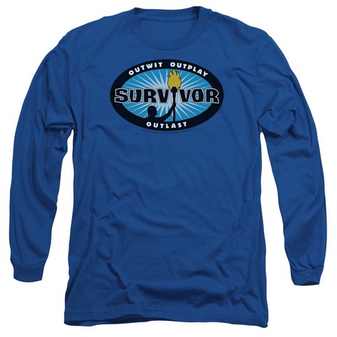 Survivor-Blue Burst - Long Sleeve Adult 18-1 Tee - Royal Blue- Small
