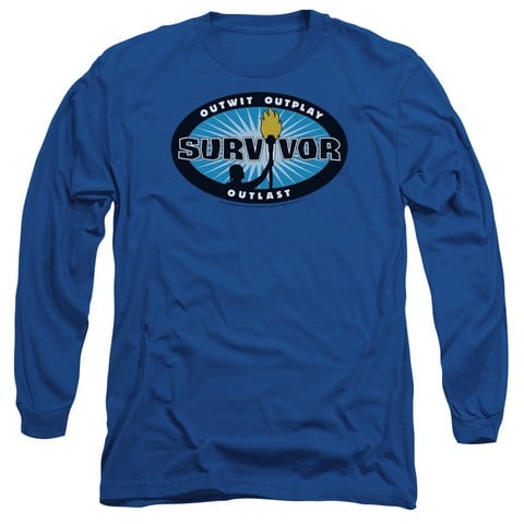 Survivor-Blue Burst - Long Sleeve Adult 18-1 Tee - Royal Blue- Medium