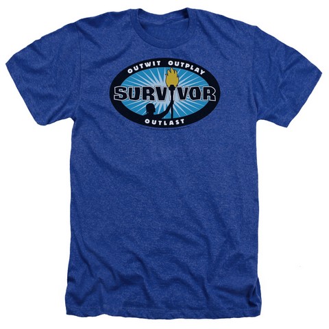 Survivor-Blue Burst - Adult Heather Tee - Royal Blue- 2X