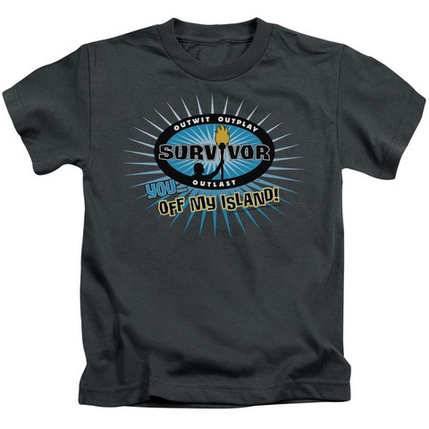 Survivor-Off My Island - Short Sleeve Juvenile 18-1 Tee - Charcoal- Small 4