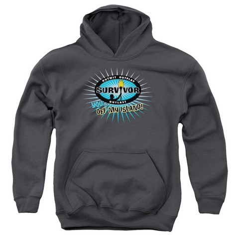 Survivor-Off My Island - Youth Pull-Over Hoodie - Charcoal- Medium -  Trevco, CBS375-YFTH-2