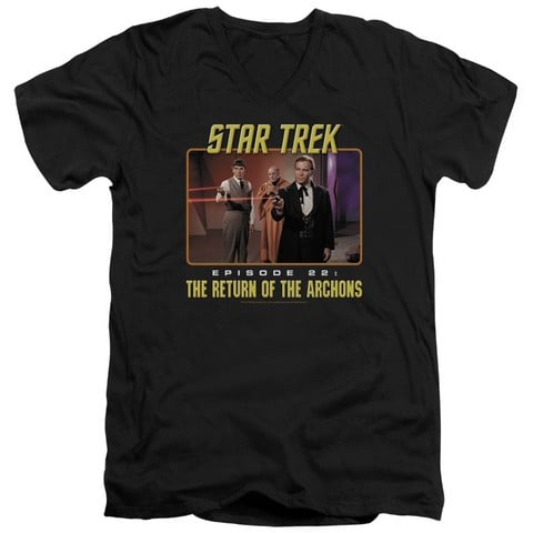 Star Trek-Episode 22 - Short Sleeve Adult 30-1 V-Neck Tee - Black- Large