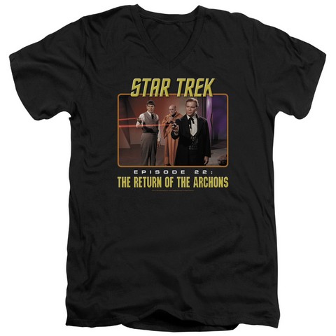 Star Trek-Episode 22 - Short Sleeve Adult 30-1 V-Neck Tee - Black- Extra Large