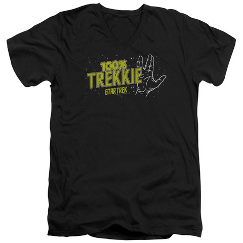 Star Trek-Trekkie 30-1 V-Neck Tee - Black- 2X