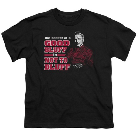 NCIS-No Bluffing - Short Sleeve Youth 18-1 Tee - Black- Small