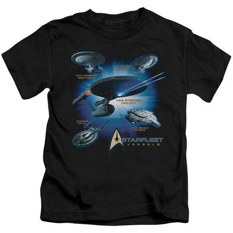 Star Trek-Starfleet Vessels - Short Sleeve Juvenile 18-1 Tee - Black- Small 4