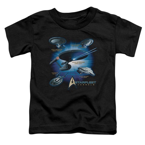 Star Trek-Starfleet Vessels - Short Sleeve Toddler Tee - Black- Medium 3T