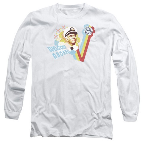 Love Boat-Welcome Aboard - Long Sleeve Adult 18-1 Tee - White- Extra Large