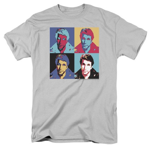 Happy Days-Fonz Pop Short Sleeve Adult 18-1 Tee - Silver - Medium