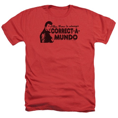 Happy Days-Correct A Mundo - Adult Heather Tee - Red- 2X