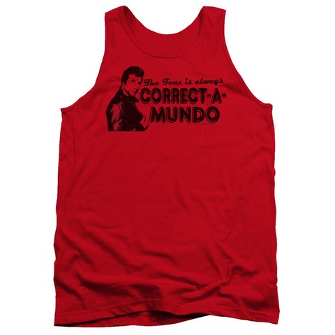 Happy Days-Correct A Mundo - Adult Tank Top - Red- Medium