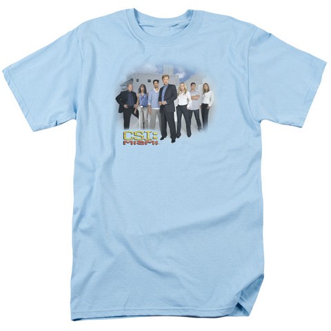 Csi-Miami Cast - Short Sleeve Adult 18-1 Tee - Light Blue- Medium