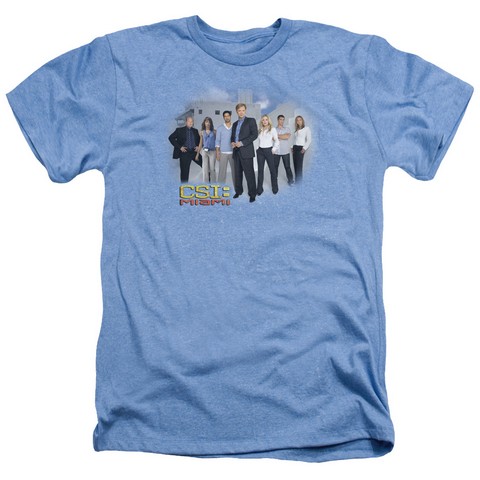 Csi-Miami Cast - Adult Heather Tee - Light Blue- Medium