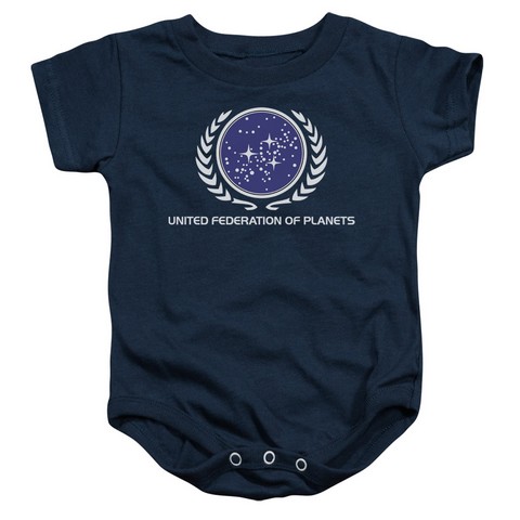 Star Trek-United Federation Logo - Infant Snapsuit - Navy- Medium 12 Mos