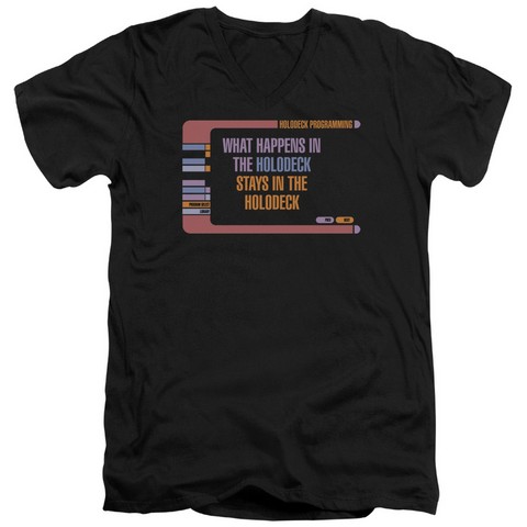 Star Trek-Holodeck Secrets - Short Sleeve Adult 30-1 V-Neck Tee - Black- Medium