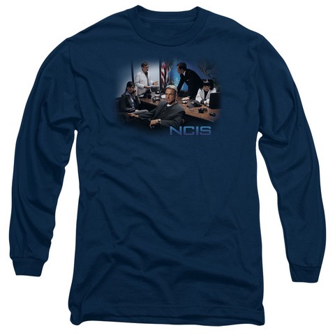 NCIS-Original Cast - Long Sleeve Adult 18-1 Tee - Navy- Large