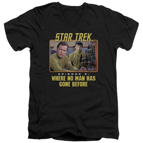 Star Trek-Episode 2 - Short Sleeve Adult 30-1 V-Neck Tee - Black- Large