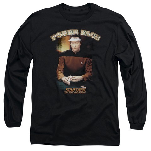 Star Trek-Poker Face - Long Sleeve Adult 18-1 Tee - Black- Medium