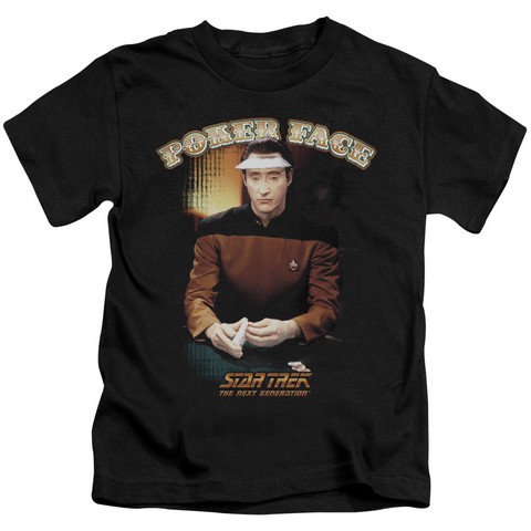 Star Trek-Poker Face - Short Sleeve Juvenile 18-1 Tee - Black- Medium 5-6