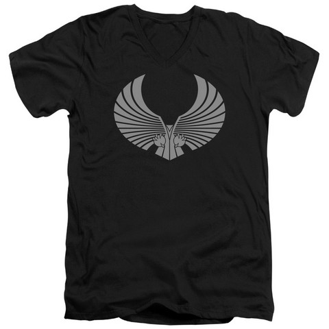 Star Trek-Romulan Logo - Short Sleeve Adult 30-1 V-Neck Tee - Black- Medium
