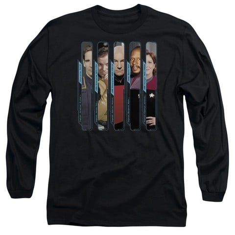 Star Trek-The Captains - Long Sleeve Adult 18-1 Tee - Black- Medium