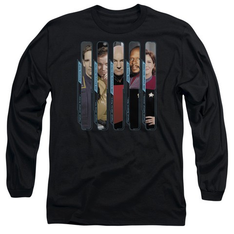 Star Trek-The Captains - Long Sleeve Adult 18-1 Tee - Black- Extra Large