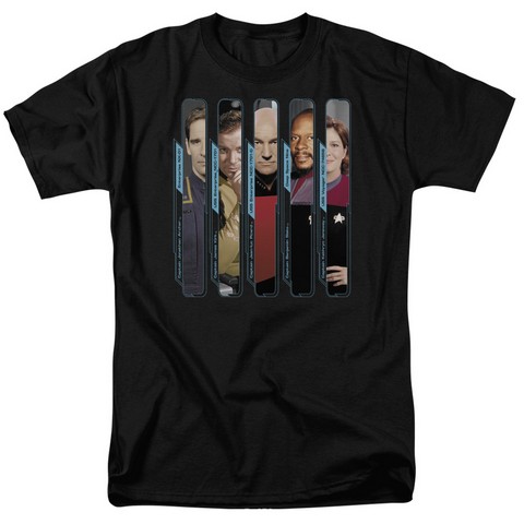 Star Trek-The Captains - Short Sleeve Adult 18-1 Tee - Black- Medium