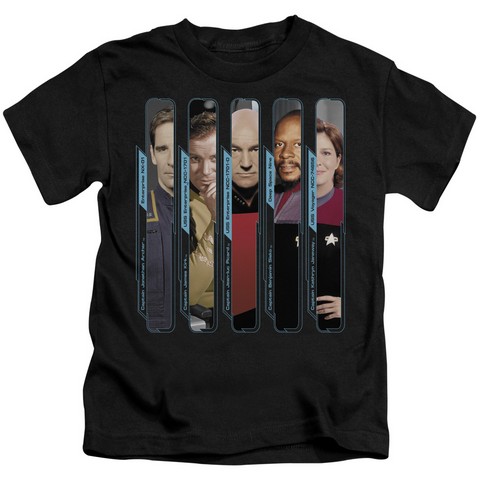 Star Trek-The Captains - Short Sleeve Juvenile 18-1 Tee - Black- Medium 5-6