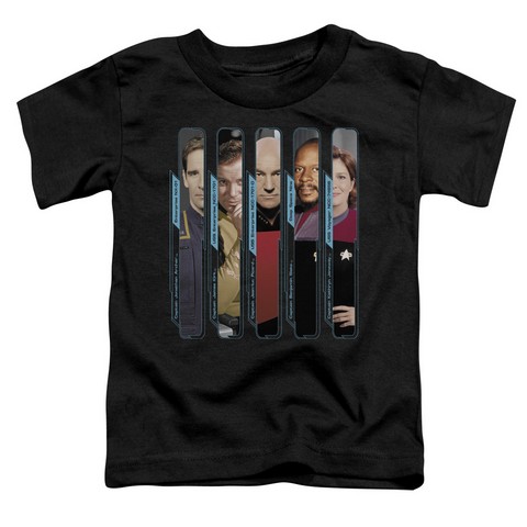 Star Trek-The Captains - Short Sleeve Toddler Tee - Black, Medium 3T