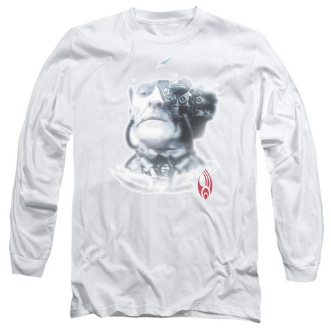 Star Trek-Borg Head - Long Sleeve Adult 18-1 Tee - White- Medium