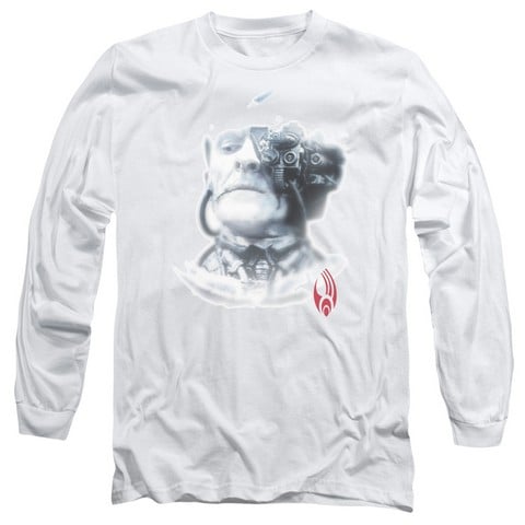 Star Trek-Borg Head - Long Sleeve Adult 18-1 Tee - White- Large