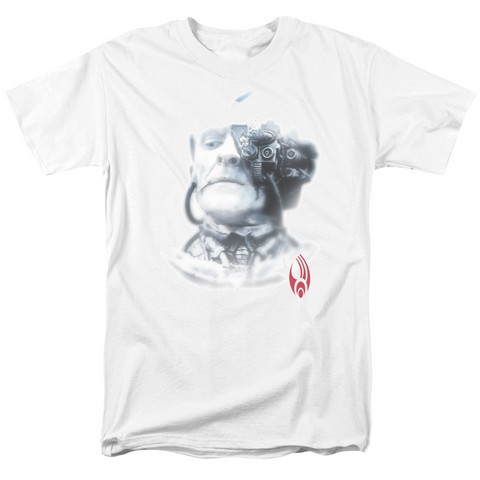 Star Trek-Borg Head - Short Sleeve Adult 18-1 Tee - White- Medium