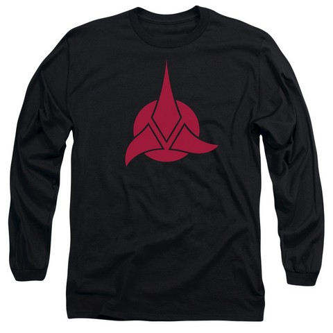 Star Trek-Klingon Logo - Long Sleeve Adult 18-1 Tee - Black- Medium