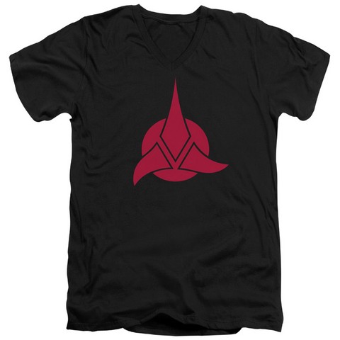 Star Trek-Klingon Logo - Short Sleeve Adult 30-1 V-Neck Tee - Black- Extra Large