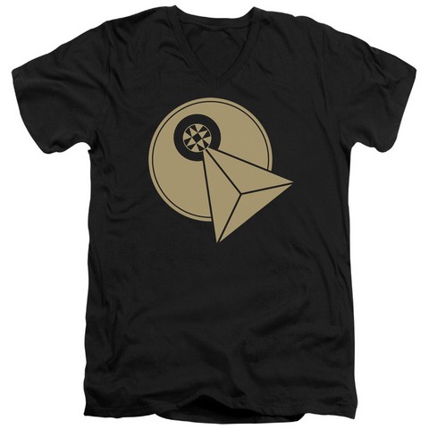 Star Trek-Vulcan Logo - Short Sleeve Adult 30-1 V-Neck Tee - Black- Extra Large