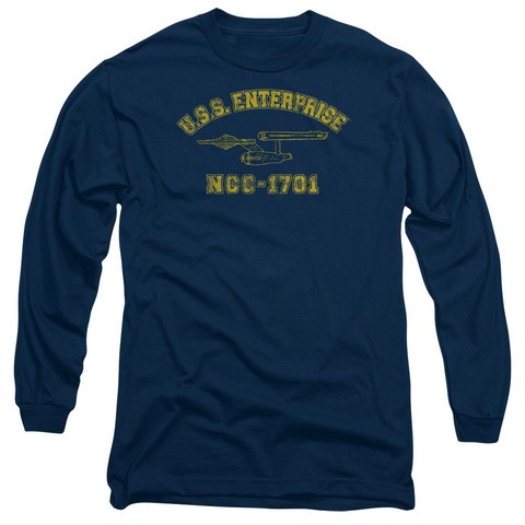 Star Trek-Enterprise Athletic Long Sleeve Adult 18-1 Tee - Navy- Medium