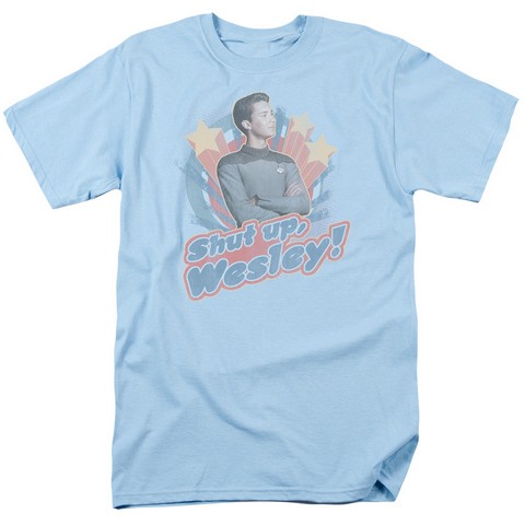 Star Trek-Shut Up Wesley - Short Sleeve Adult 18-1 Tee - Light Blue- Medium