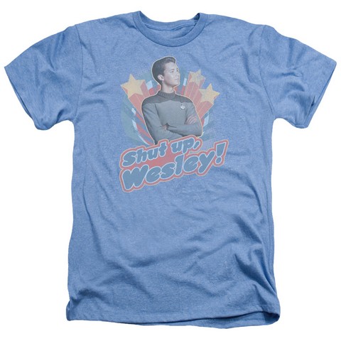 Star Trek-Shut Up Wesley - Adult Heather Tee - Light Blue- Small -  Trevco, CBS556-HA-1