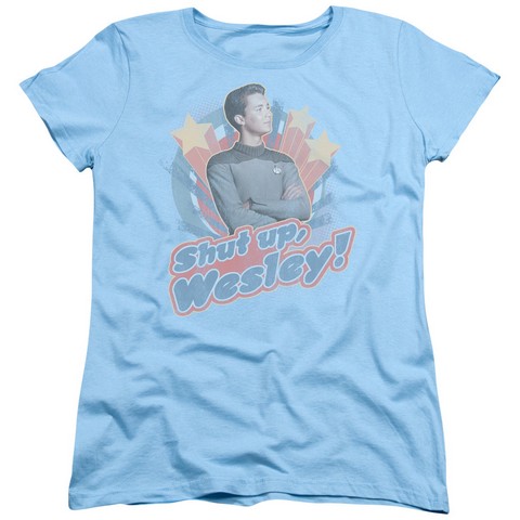 Star Trek-Shut Up Wesley - Short Sleeve Womens Tee - Light Blue- Medium -  Trevco, CBS556-WT-2