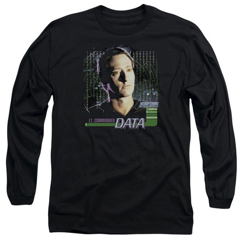 Star Trek-Data Long Sleeve Adult 18-1 Tee - Black- Medium