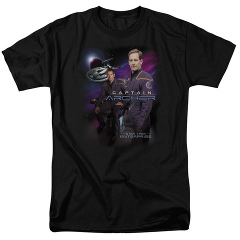 Star Trek-Captain Archer - Short Sleeve Adult 18-1 Tee - Black- Medium