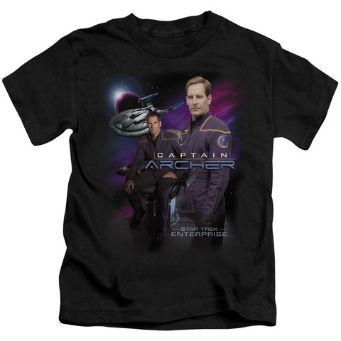 Star Trek-Captain Archer - Short Sleeve Juvenile 18-1 Tee - Black- Large 7