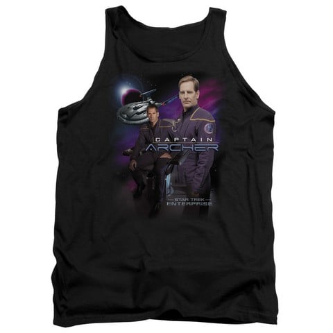 Star Trek-Captain Archer - Adult Tank Top - Black- Small