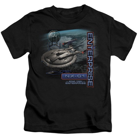 Star Trek-Enterprise Nx 01 - Short Sleeve Juvenile 18-1 Tee - Black- Medium 5-6