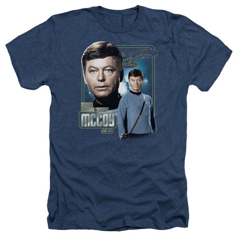Star Trek-Doctor Mccoy - Adult Heather Tee - Navy- Extra Large