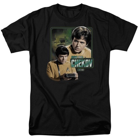 Star Trek-Ensign Chekov - Short Sleeve Adult 18-1 Tee - Black- Medium