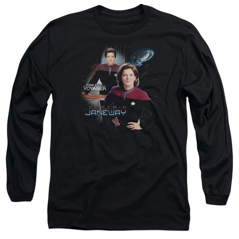 Star Trek-Captain Janeway - Long Sleeve Adult 18-1 Tee - Black- 2X