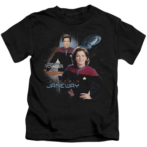 Star Trek-Captain Janeway - Short Sleeve Juvenile 18-1 Tee - Black- Large 7